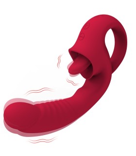 Aiersha Seductive - 2-in-1 Licking Vibrator Wine Red