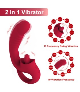 Aiersha Seductive - 2-in-1 Licking Vibrator Wine Red