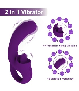 Aiersha Seductive - 2-in-1 Licking Vibrator Purple
