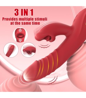 Aiersha Emma Red Lips 3-in-1 Telescopic Vibrator