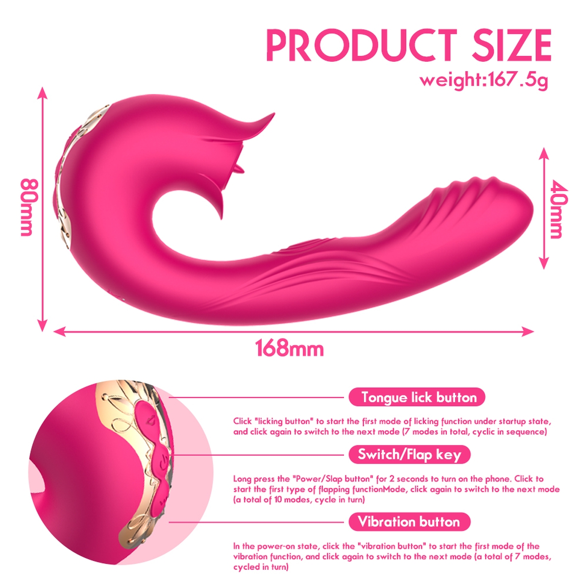 Aiersha Orissa - The Licking & Flapping Vibrator in Rose Pink