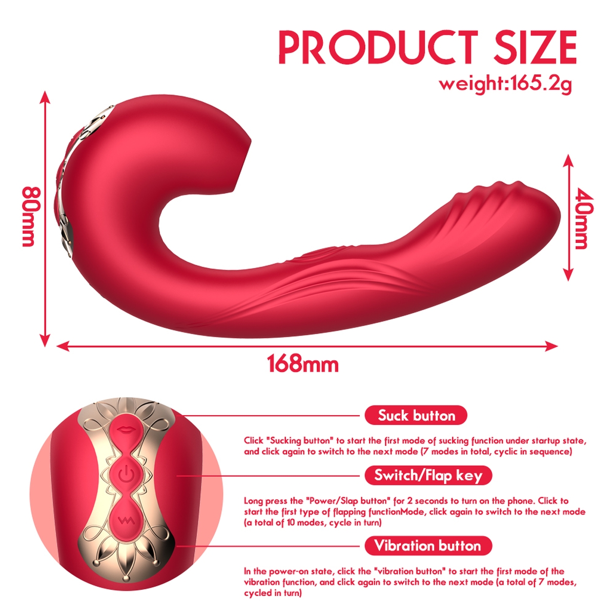 Aiersha Soraka Red - The Dual-Action Flutter & Vibration Toy