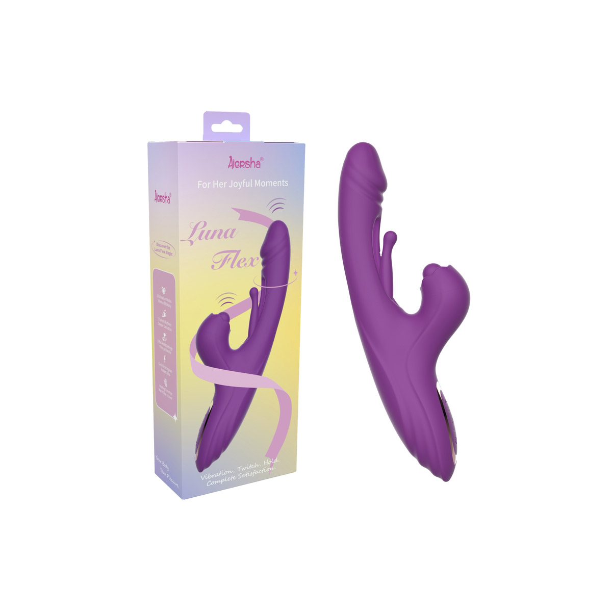 Aiersha Luna Flex Magic Vibrator: Triple-Action Vibration, Twitch & Heat