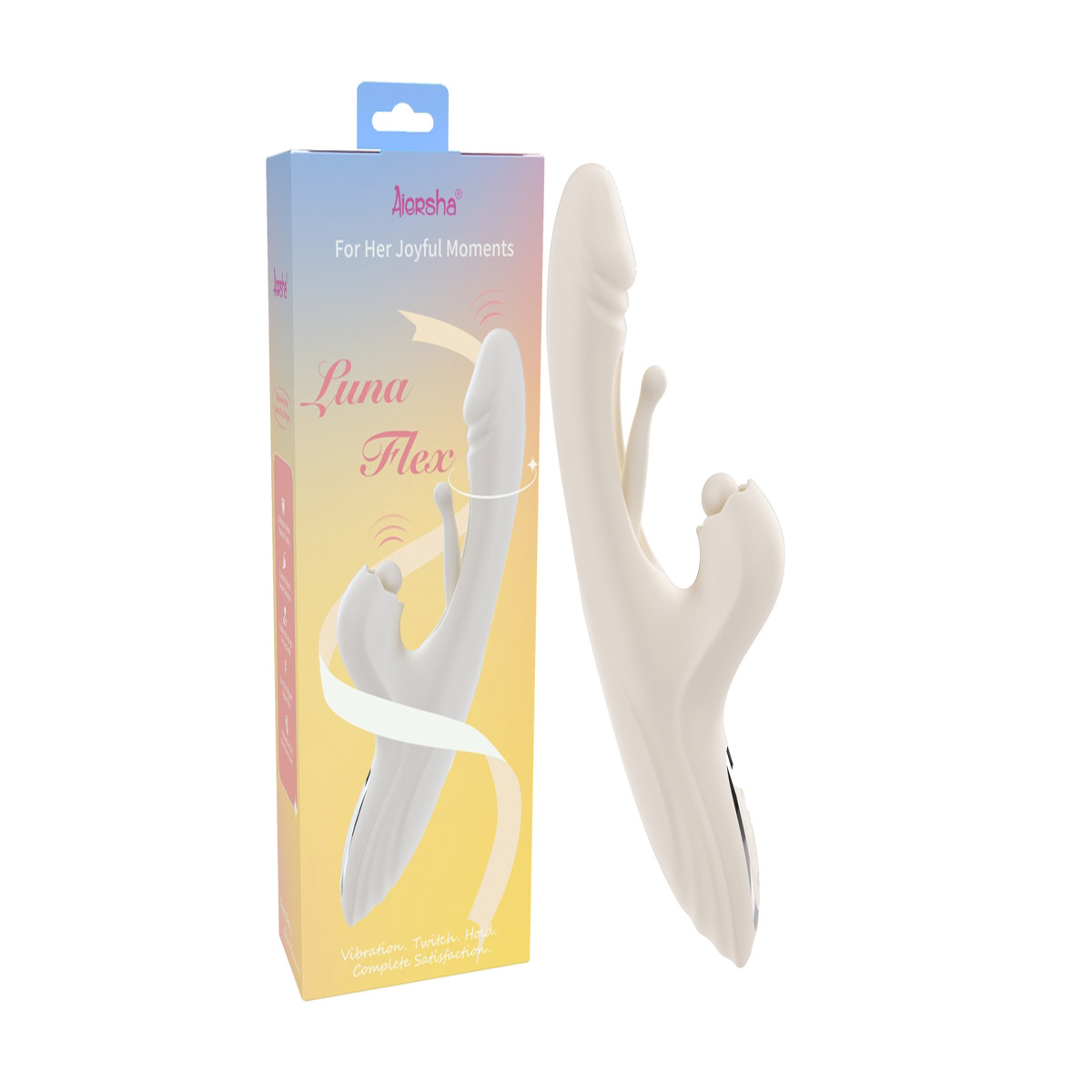 Aiersha Luna Flex Magic Vibrator: Triple-Action Vibration, Twitch & Heat