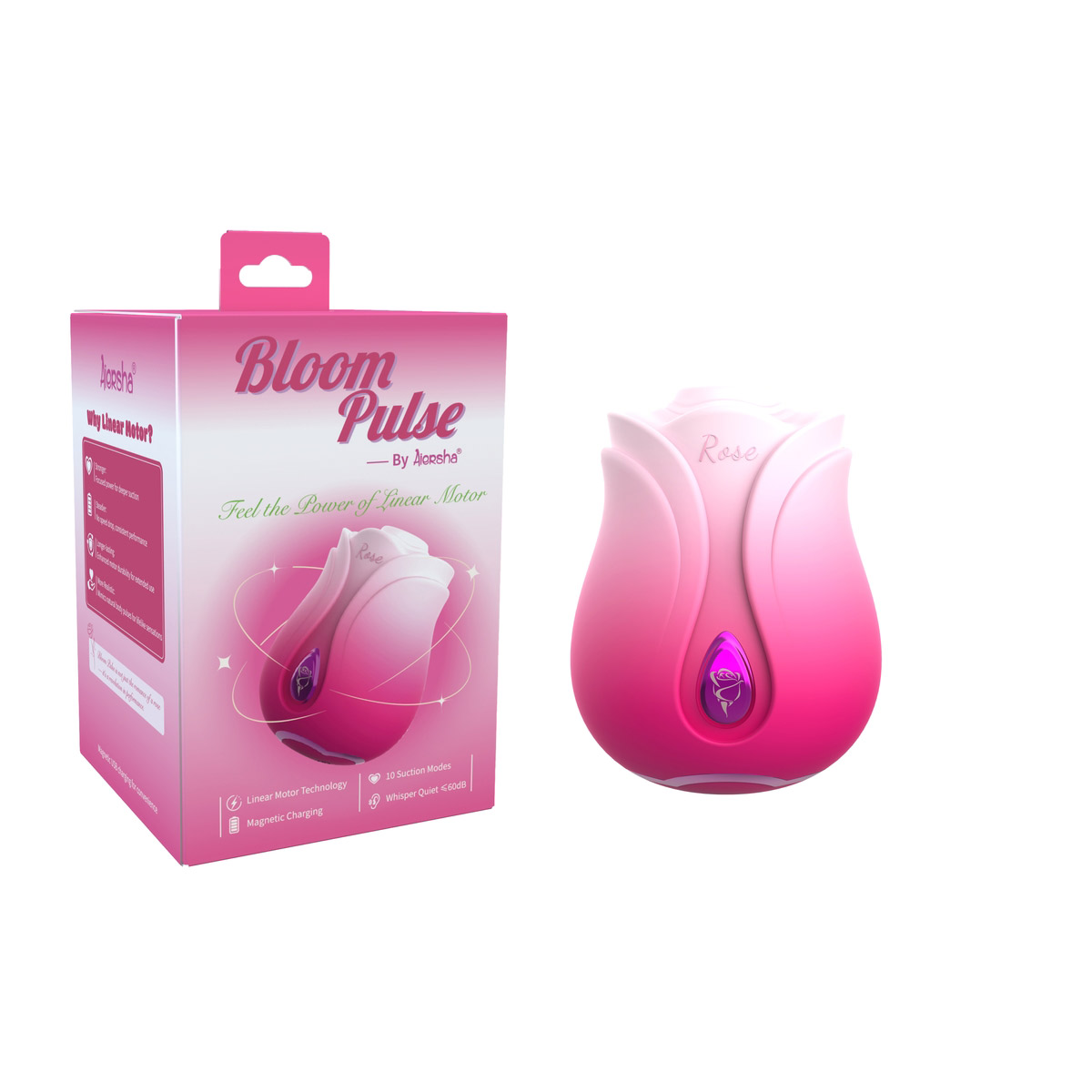 Aiersha Bloom Pulse Massager - Linear Motor Rose Suction Stimulator
