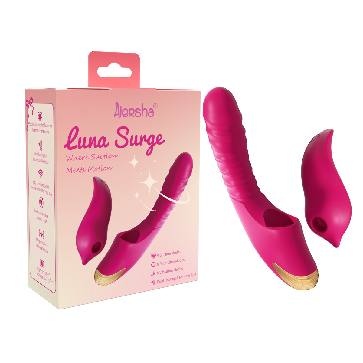 Aiersha Luna Surge Rose red - The Ultimate Fusion of Suction & Motion Sex Machine
