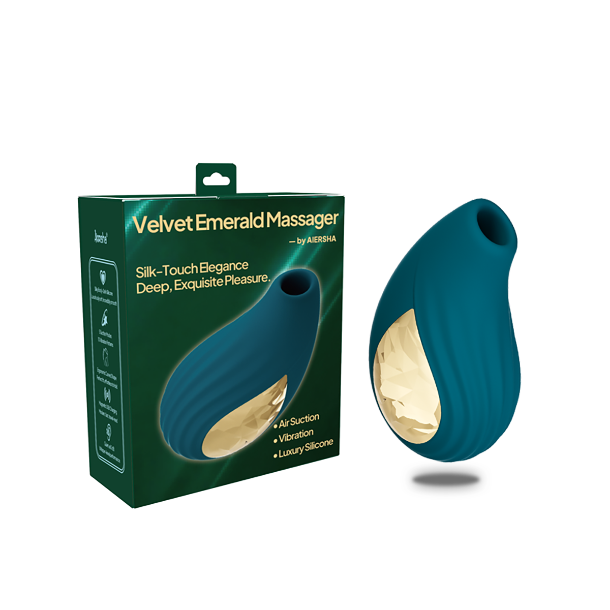 Aiersha Velvet Emerald Massager: Silk-Touch Elegance