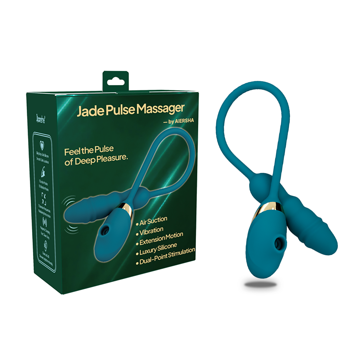 Aiersha Jade Pulse: 3-in-1 Suction & Telescoping Massager