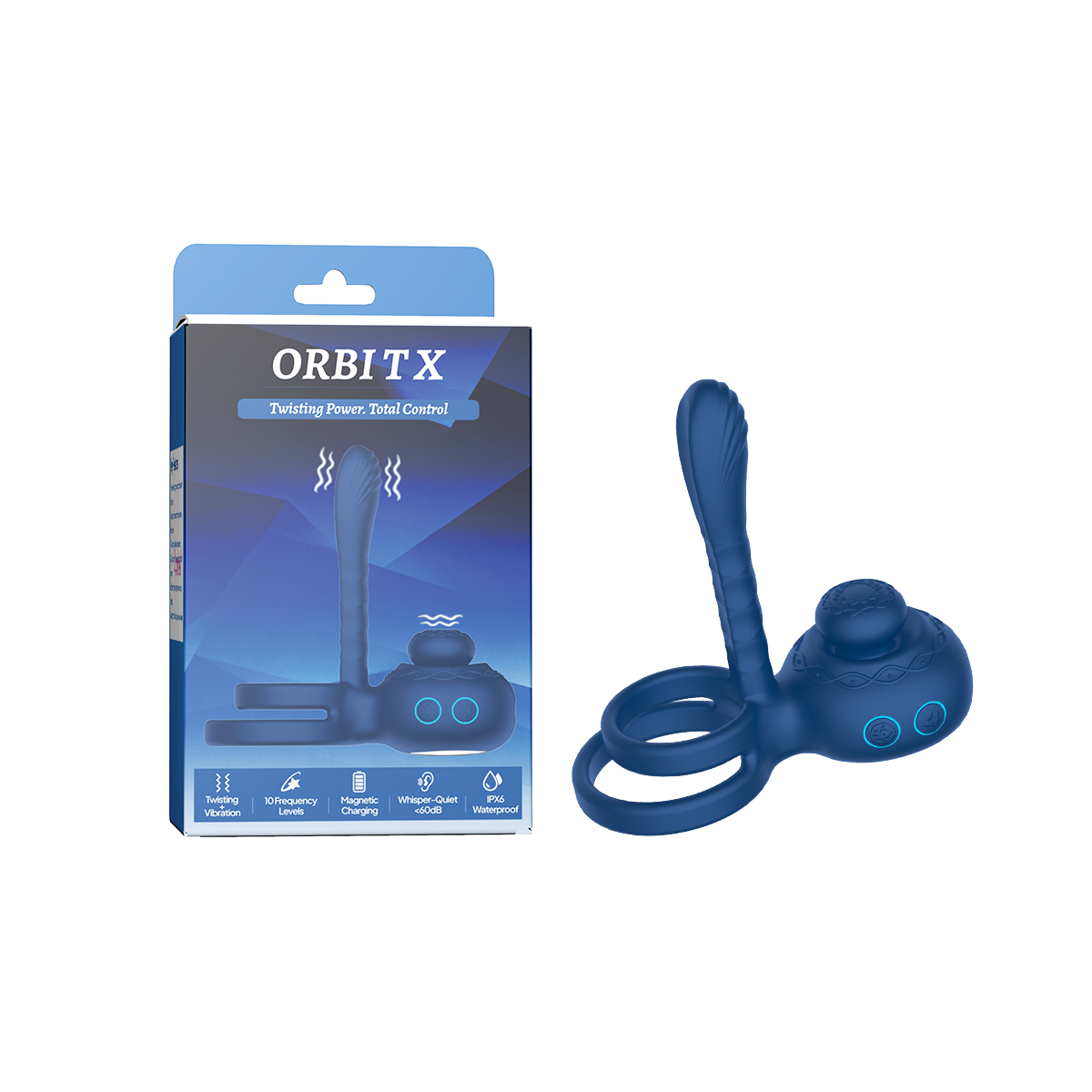 Aiersha Muse ’X’ Orbit: Twisting Prostate Massager & Cock Ring