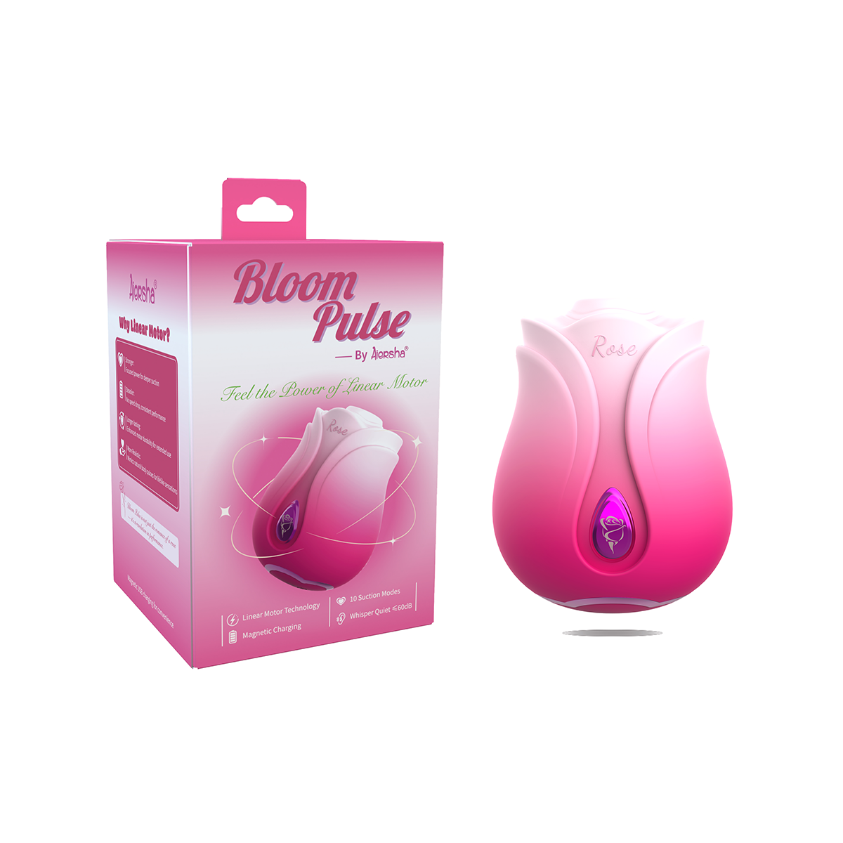 Aiersha Bloom Pulse Massager - Linear Motor Rose Red Suction Stimulator