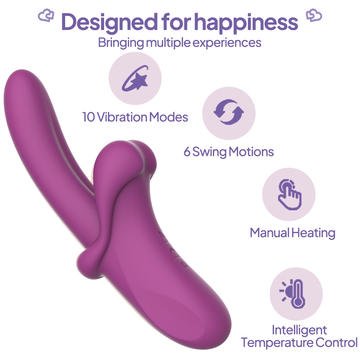 Aiersha Serava Heat Vibrator Rose Purple - Dual-Action Vibration & Heating for Deep Sensation
