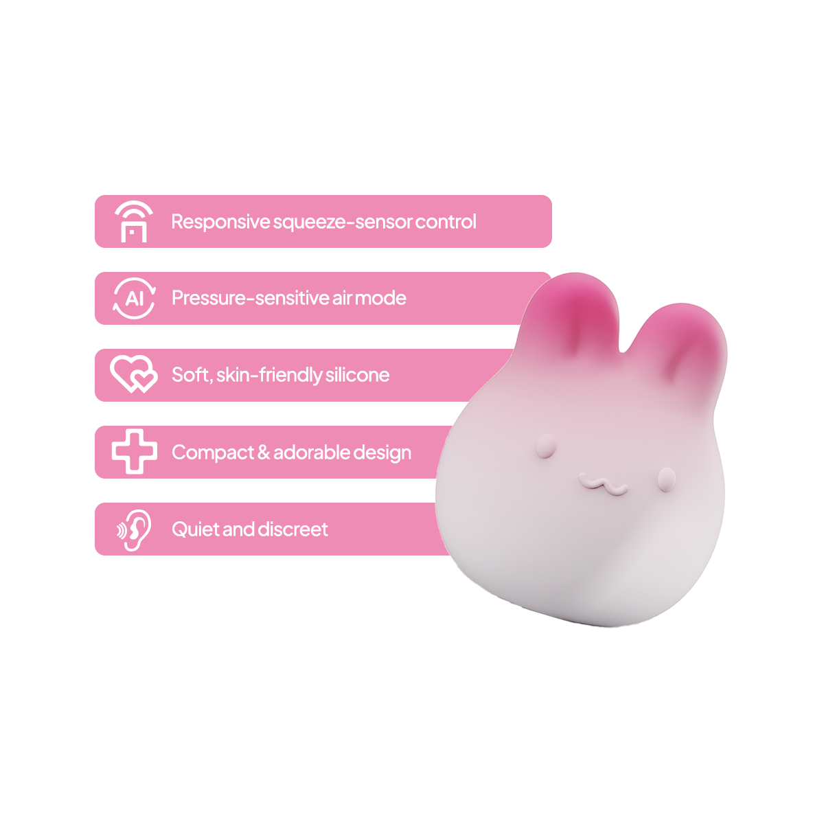 Aiersha Blush Bunny Sense: Responsive Squeeze-Sensor & Air Pulse Massager