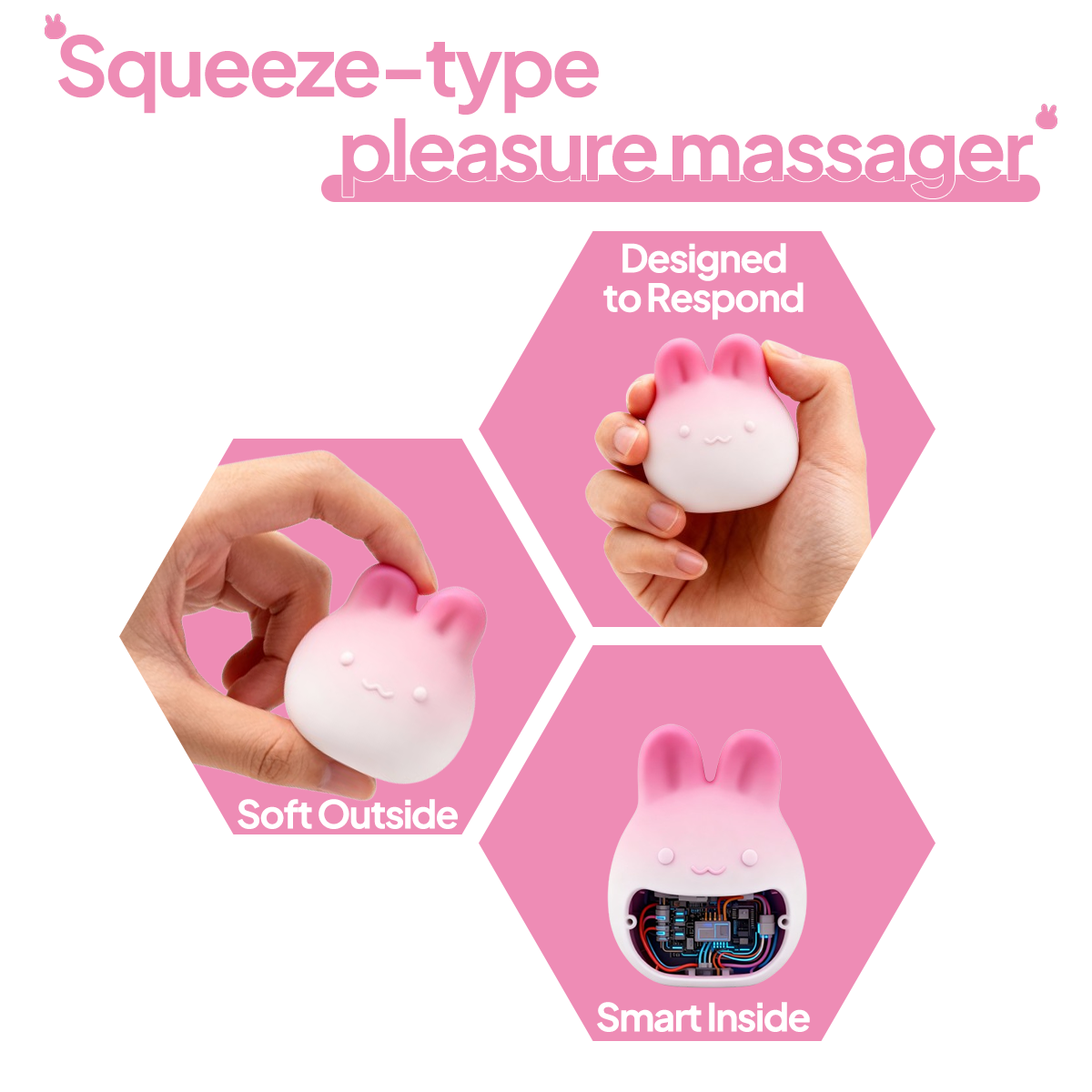 Aiersha Blush Bunny Sense: Responsive Squeeze-Sensor & Air Pulse Massager
