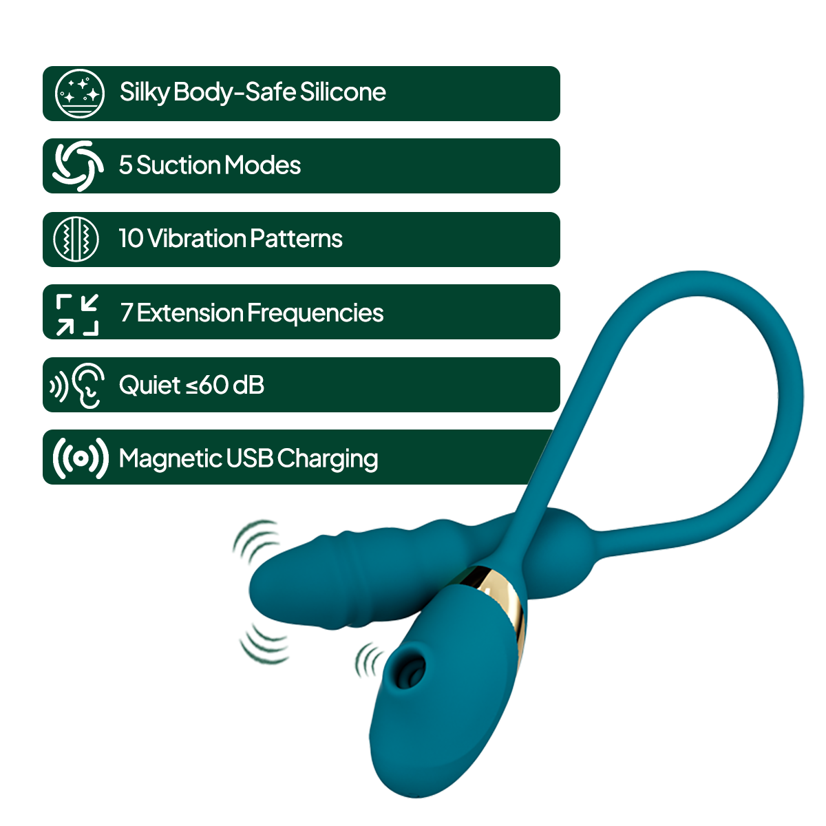 Aiersha Jade Pulse: 3-in-1 Suction & Telescoping Massager