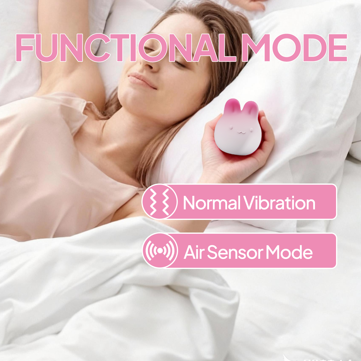 Aiersha Blush Bunny Sense: Responsive Squeeze-Sensor & Air Pulse Massager