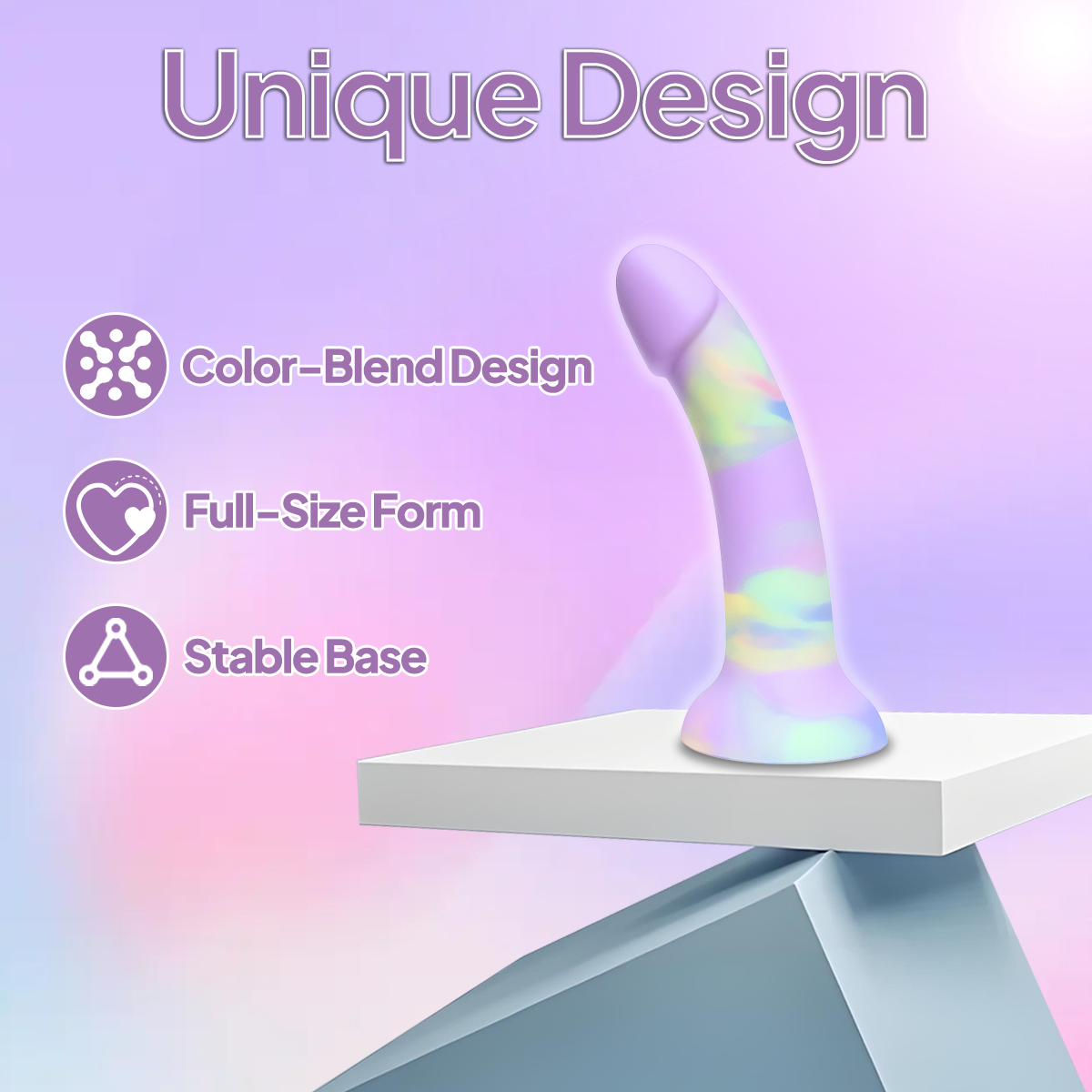 Aiersha Aurora Arc: Color-Blend Full-Size Liquid Silicone Dildo