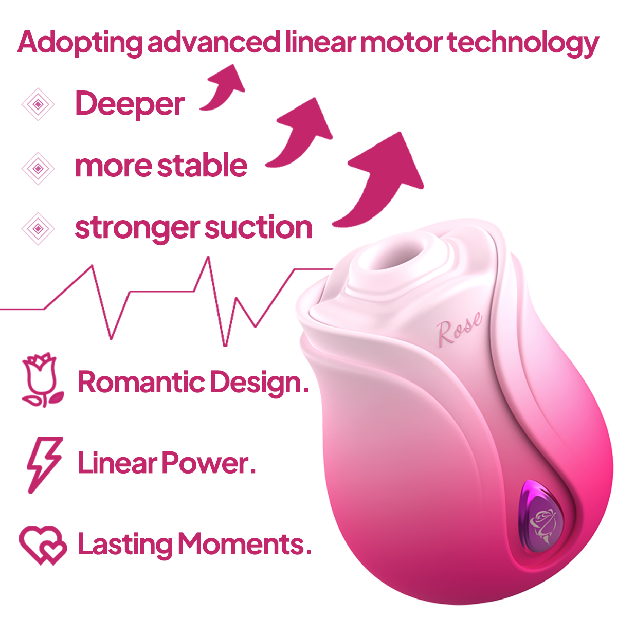 Aiersha Bloom Pulse Massager - Linear Motor Rose Red Suction Stimulator