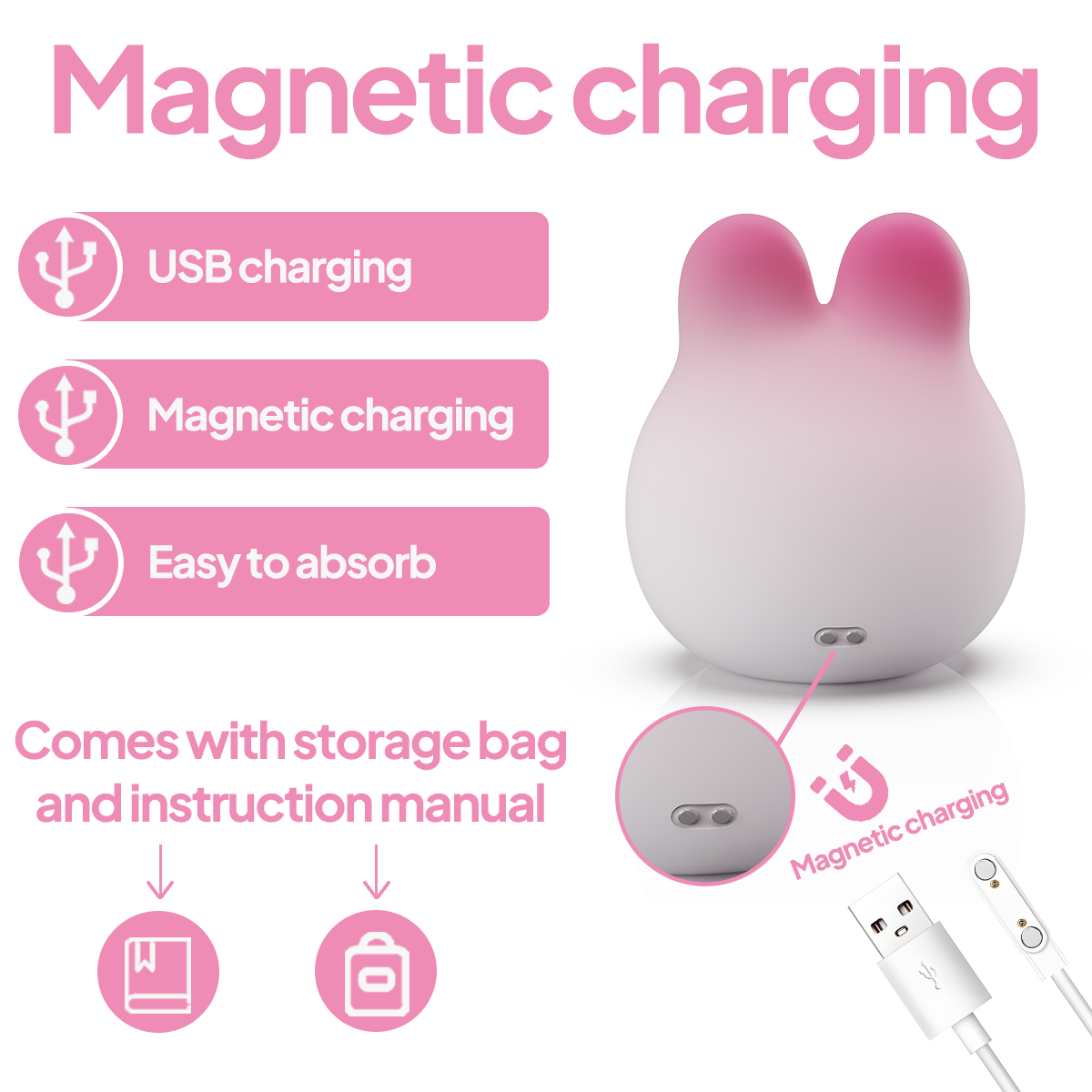 Aiersha Blush Bunny Sense: Responsive Squeeze-Sensor & Air Pulse Massager