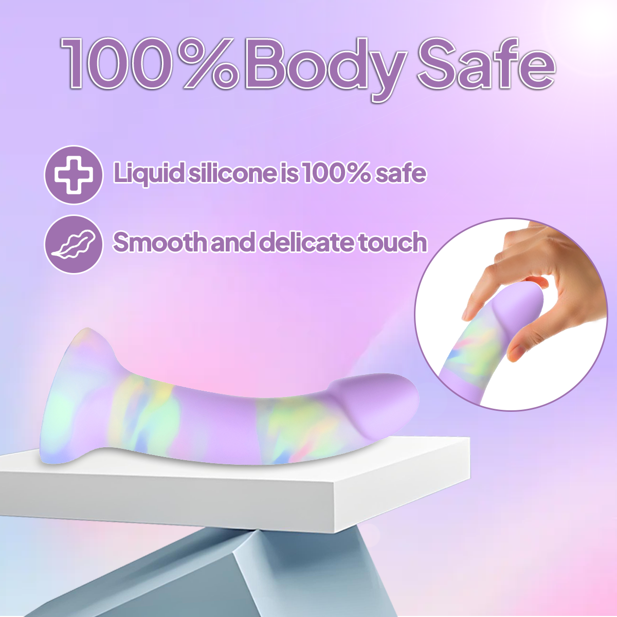 Aiersha Aurora Arc: Color-Blend Full-Size Liquid Silicone Dildo