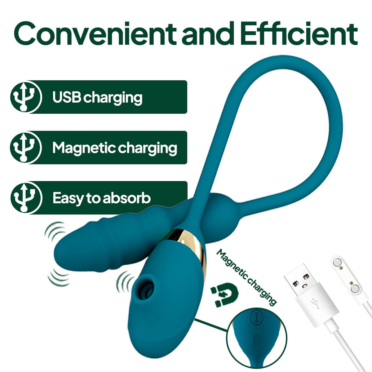 Aiersha Jade Pulse: 3-in-1 Suction & Telescoping Massager