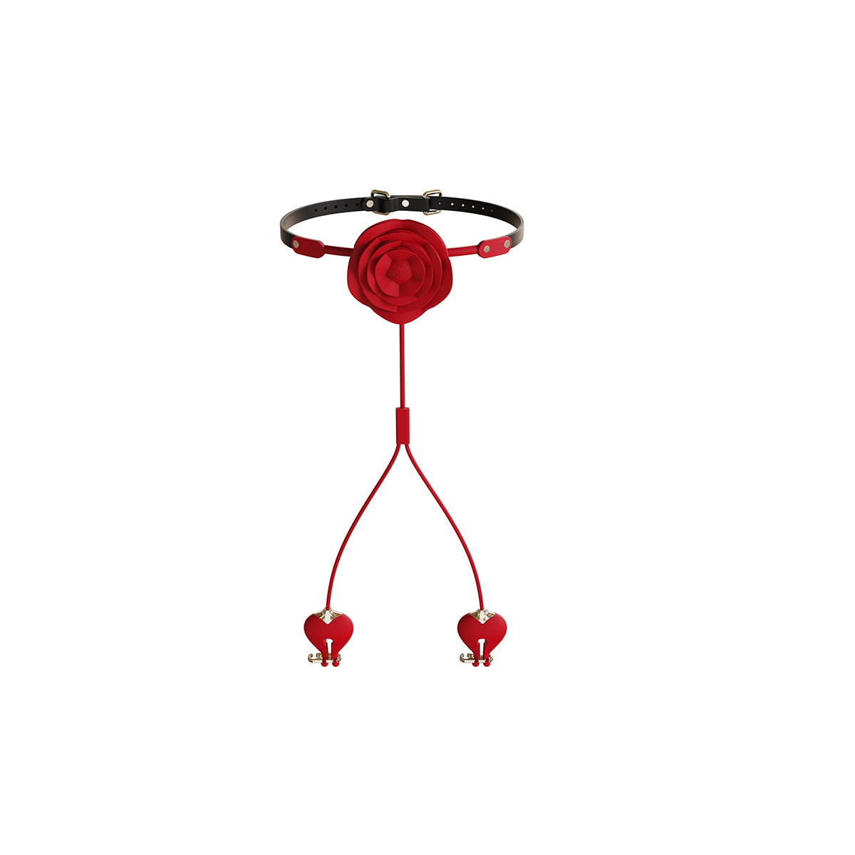 Aiersha Rose Tether: Magnetic Vibration Nipple Stimulator & Traction Clamps