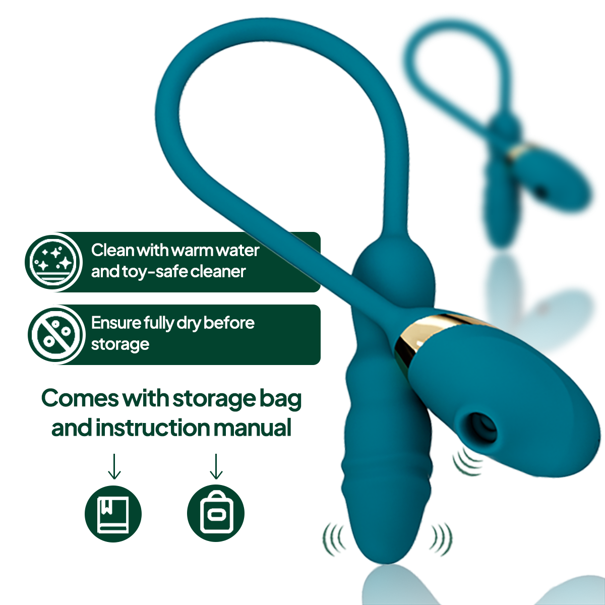 Aiersha Jade Pulse: 3-in-1 Suction & Telescoping Massager