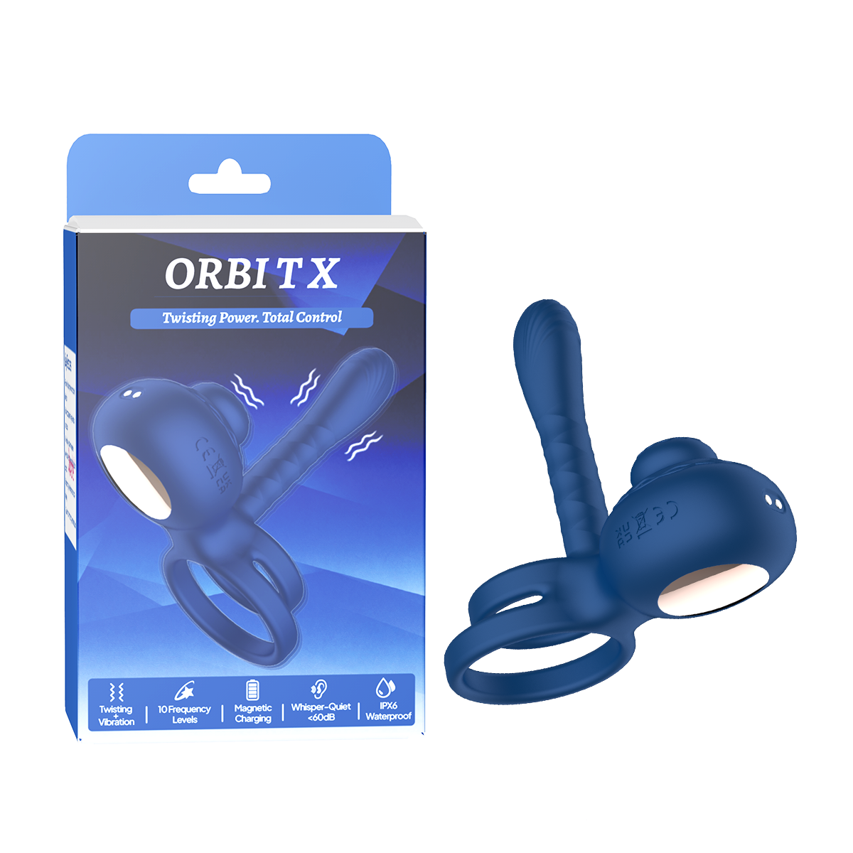 Aiersha Muse ’X’ Orbit: Twisting Prostate Massager & Cock Ring