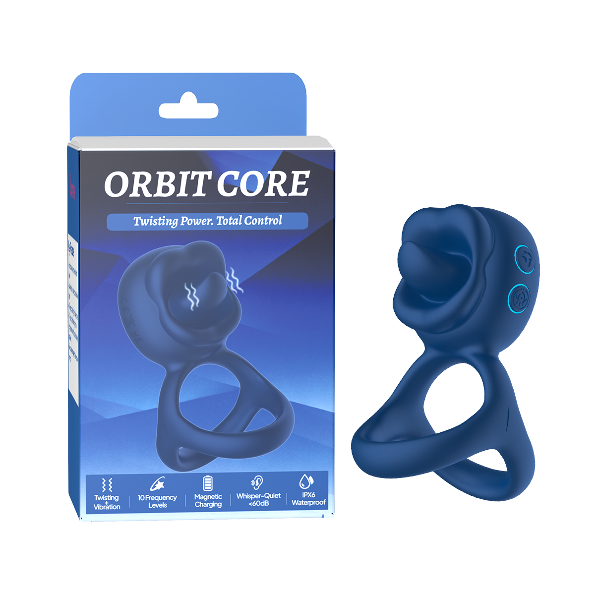 Aiersha Orbit Core: Twisting Prostate Massager & Secure-Fit Penis Ring
