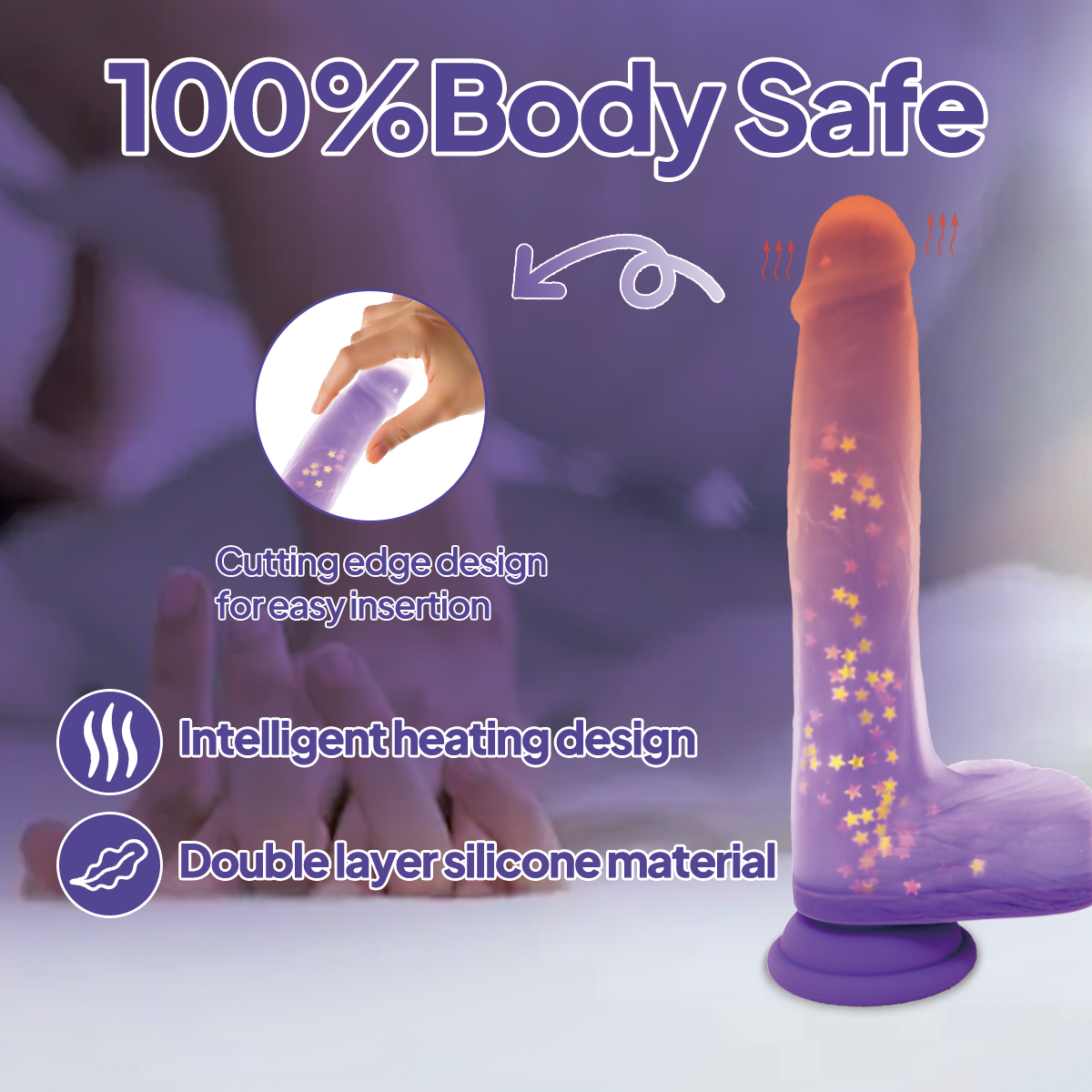Aiersha Vivid Shape: Telescopic Swinging & Heating Silicone Dildo