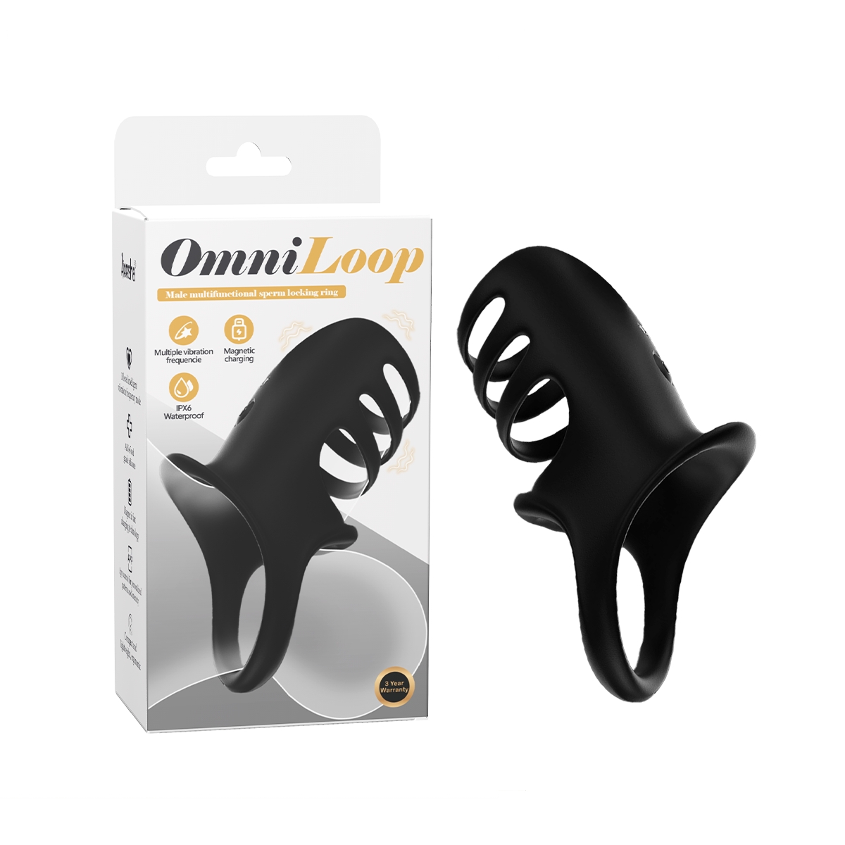 Aiersha Omni Loop: Male Multifunctional Sperm Locking Ring (Black)