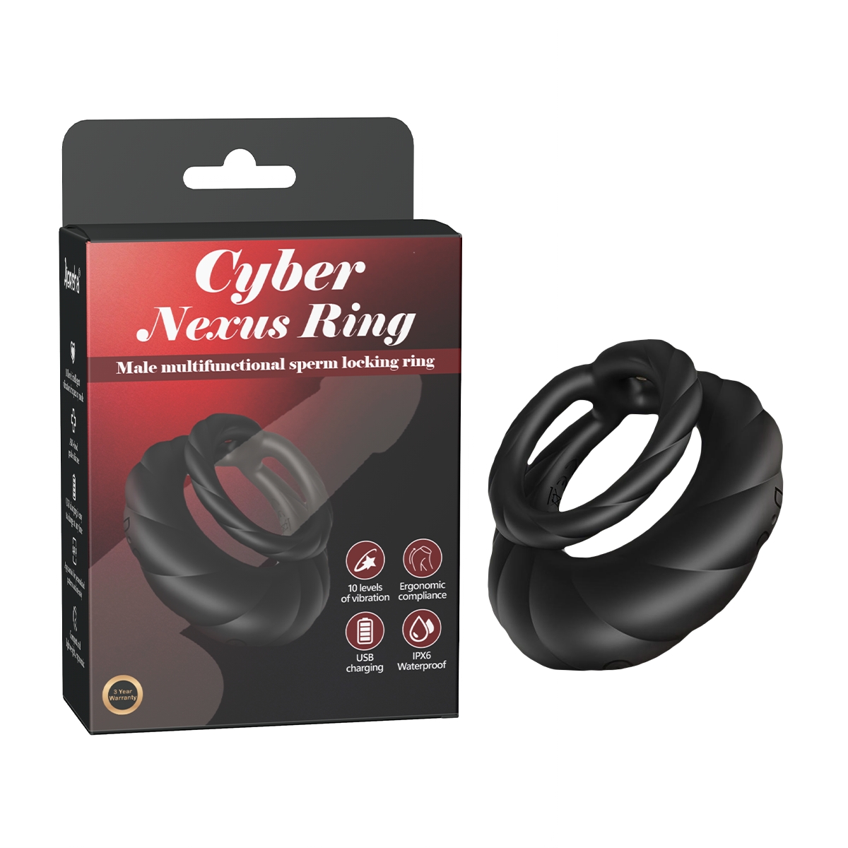 Aiersha Cyber Nexus Ring: Multifunktionaler Sperma-Locking-Ring