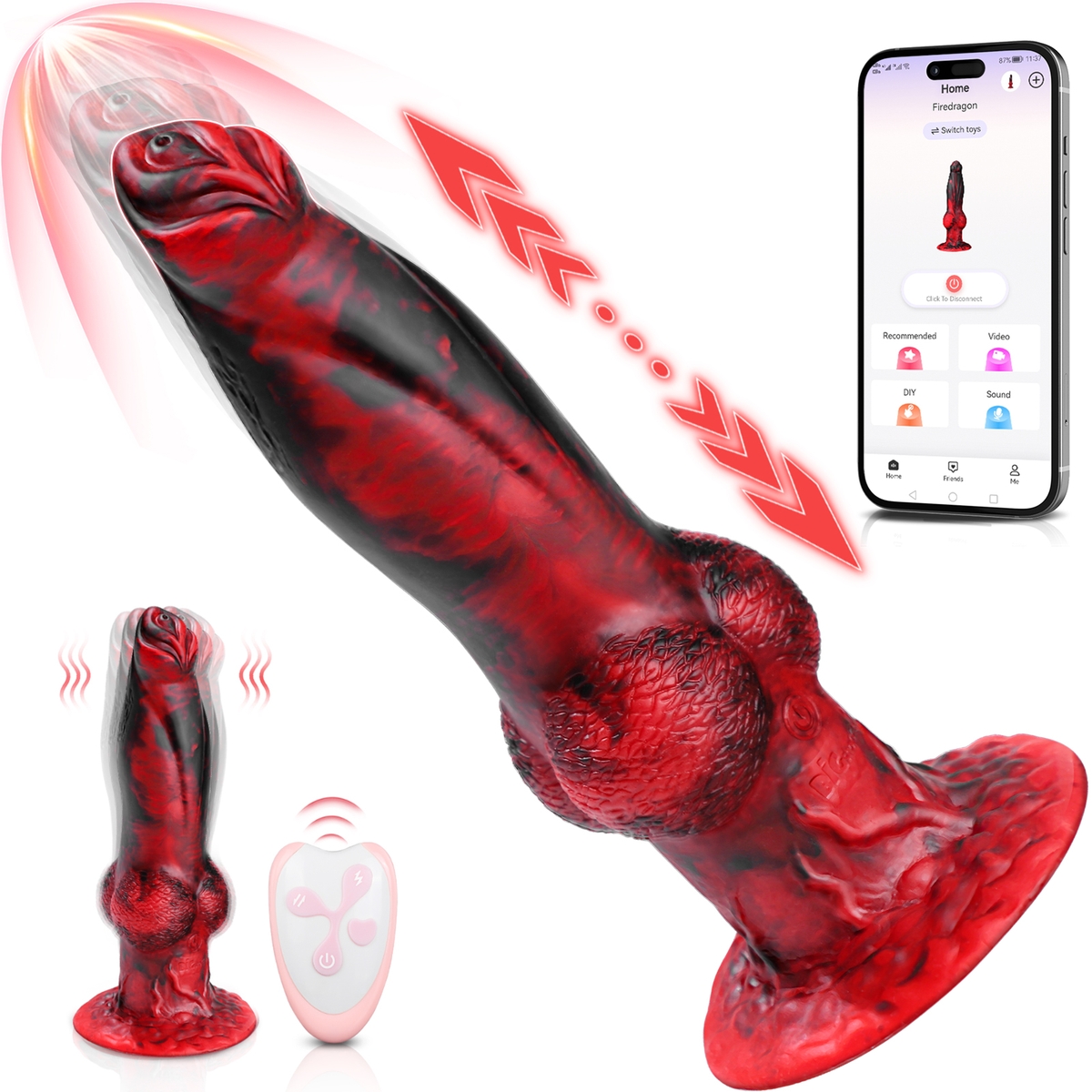 Aiersha Blaze Core Dildo: Red Scale Intelligent Control Telescopic Dildo