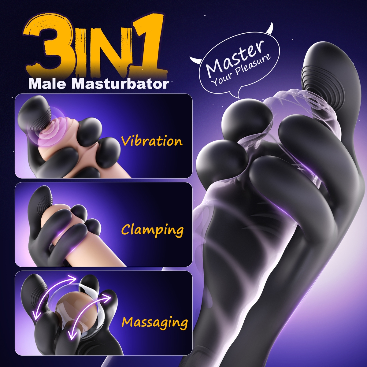 Aiersha Onyx Nexus Male Masturbator: Dual Frequency Intimate Ring