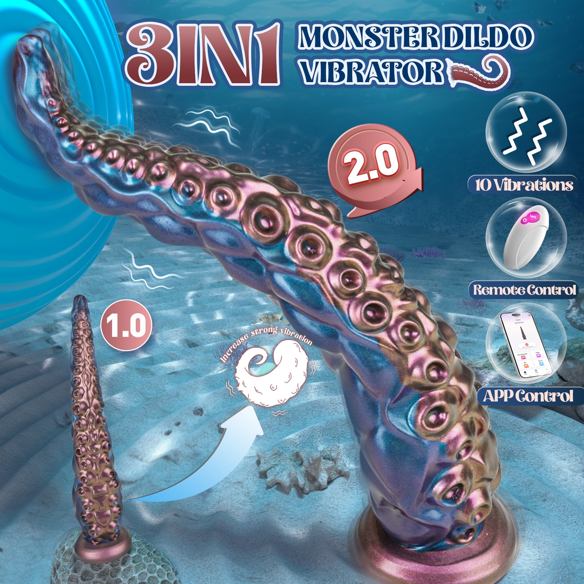 Aiersha Nebula Tendril: Octopus Tentacle Silicone Dildo