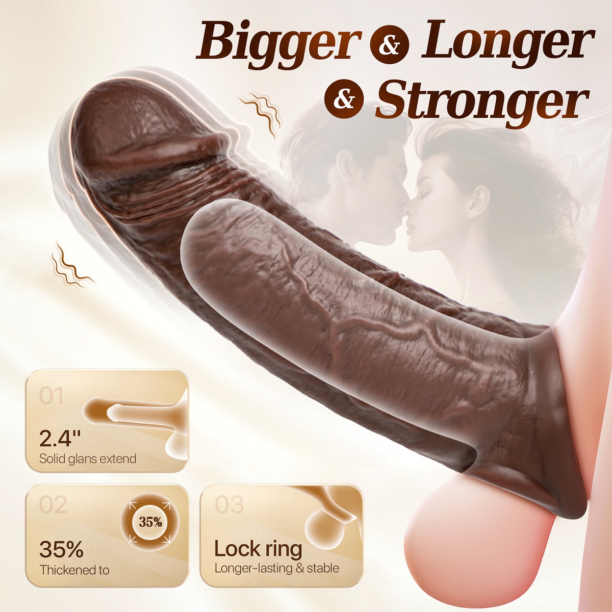 Aiersha Slim Vibe: Vibrating Penis Sleeve for Enhanced Girth & Sensation (Brown)