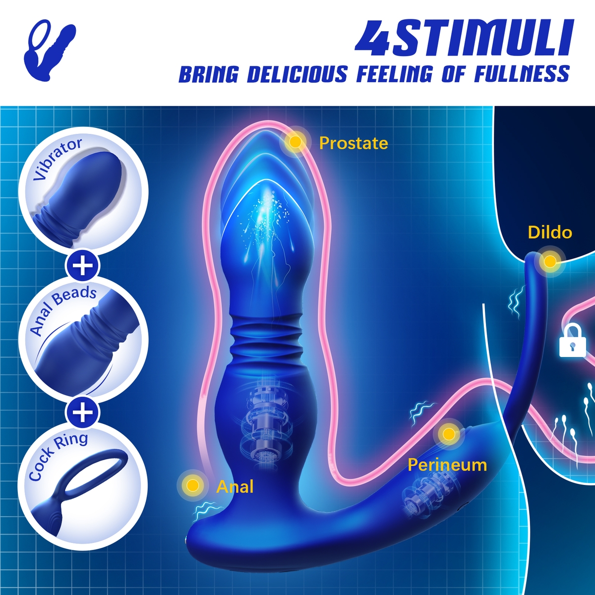Aiersha Pulse Orbit Blue: Multi-Functional Prostate Massager
