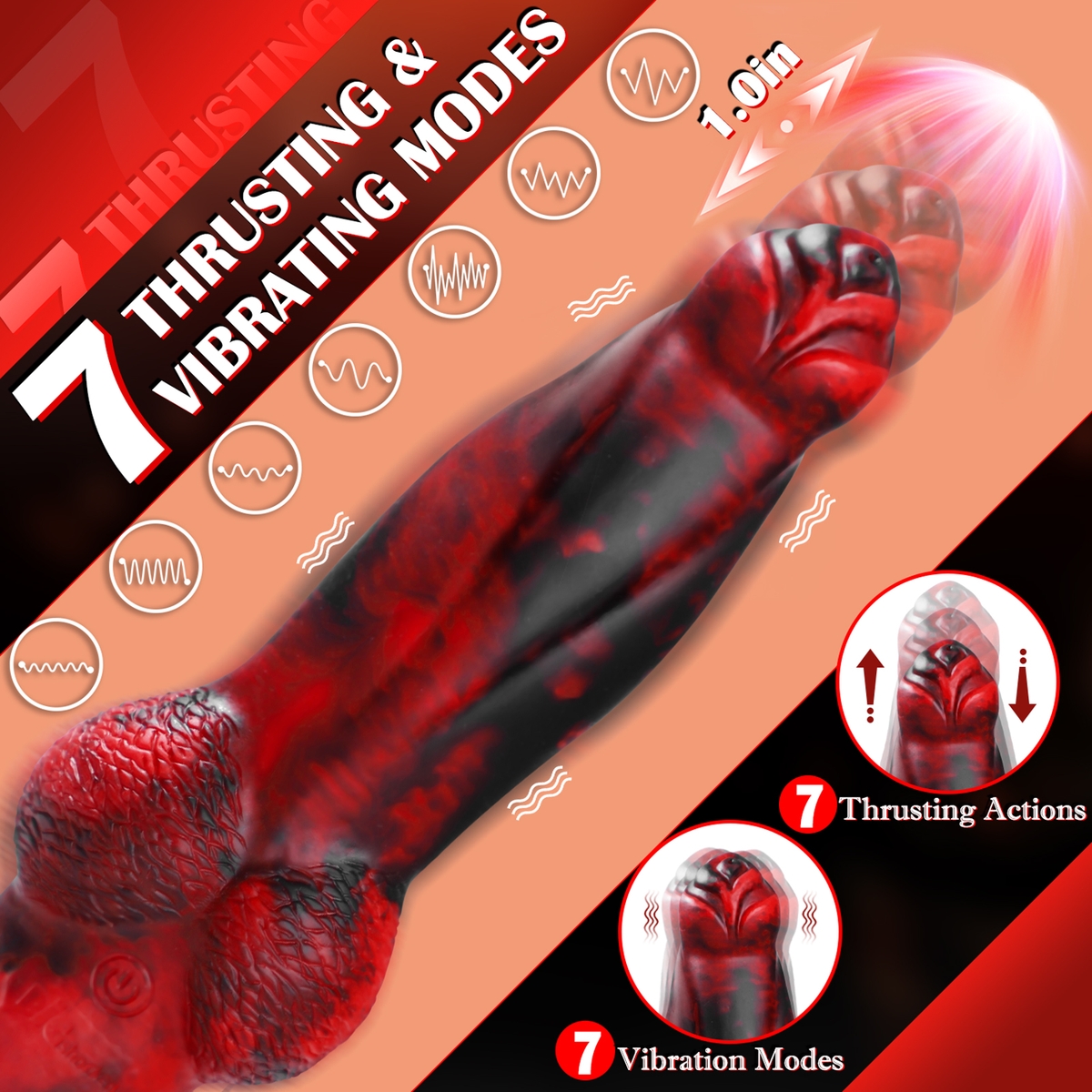 Aiersha Blaze Core Dildo: Red Scale Intelligent Control Telescopic Dildo