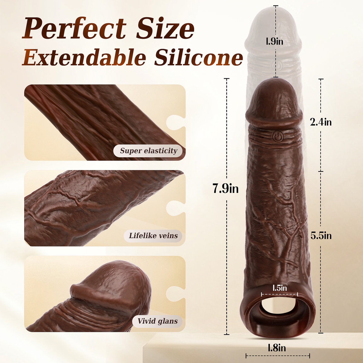 Aiersha Slim Vibe: Vibrating Penis Sleeve for Enhanced Girth & Sensation (Brown)