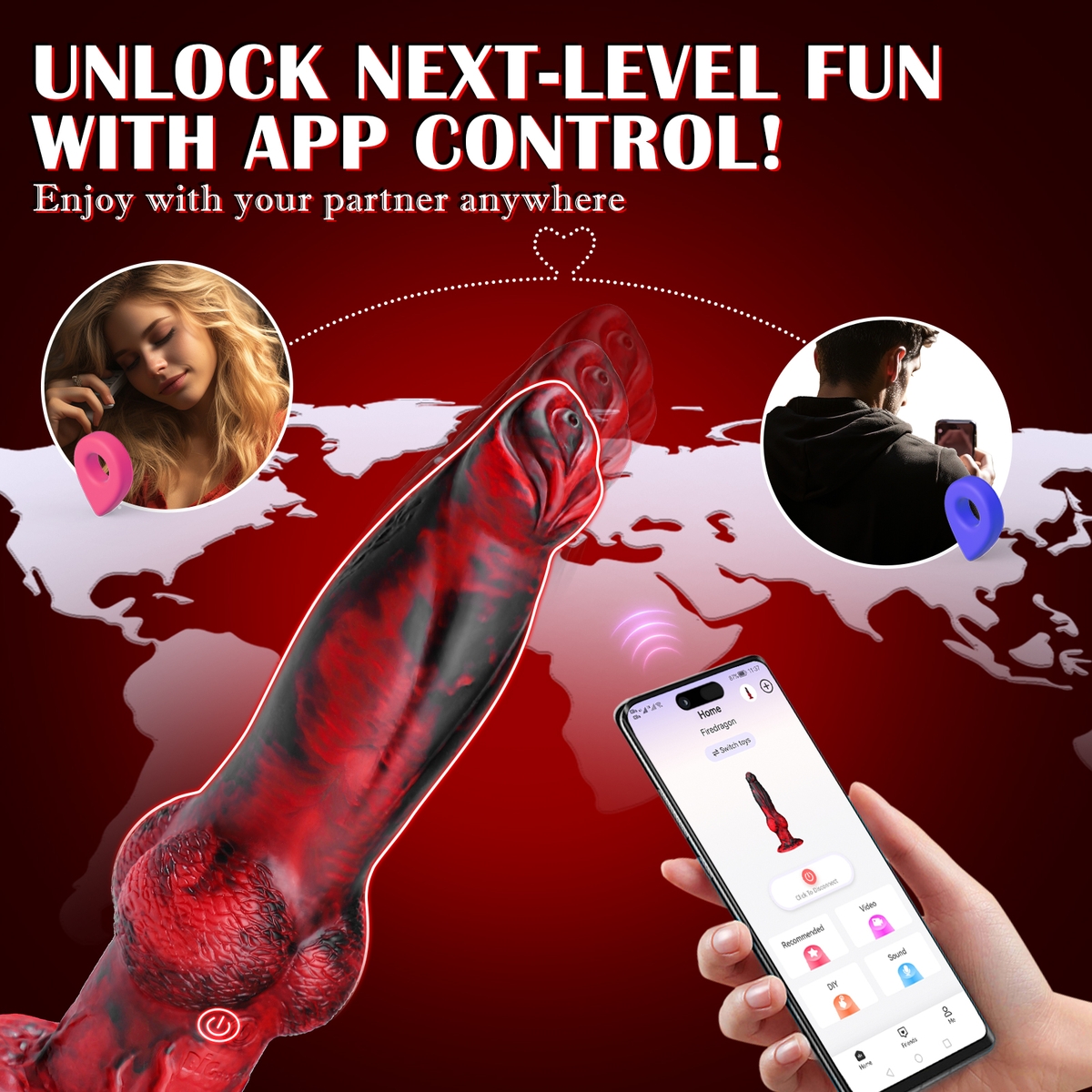 Aiersha Blaze Core Dildo: Red Scale Intelligent Control Telescopic Dildo