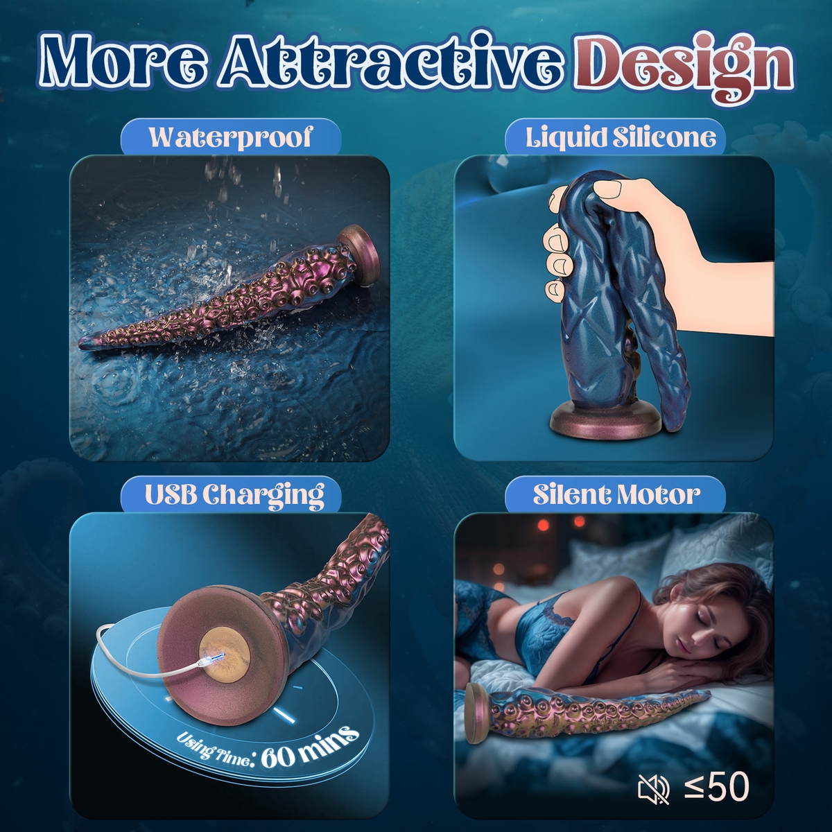 Aiersha Nebula Tendril: Octopus Tentacle Silicone Dildo