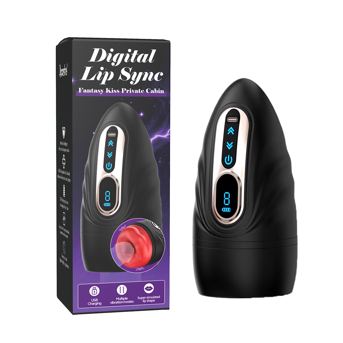 Aiersha Digital Lip Sync Masturbador Masculino: Fantasy Kiss Private Cabin