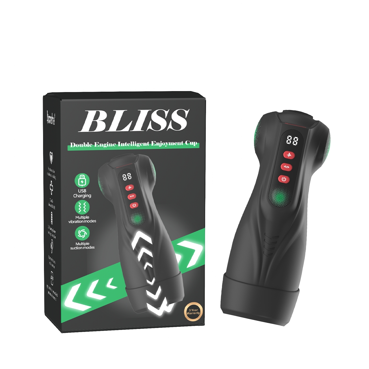Masturbador Aiersha BLISS: Copa de placer inteligente con doble motor para un disfrute total
