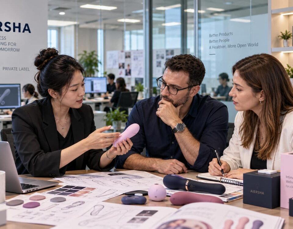 B2B-Einkäufer bespricht die OEM- und ODM-Produktentwicklung mit einem Herstellerteam