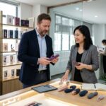 B2B buyer reviewing private label adult wellness products with an AIERSHA product specialist